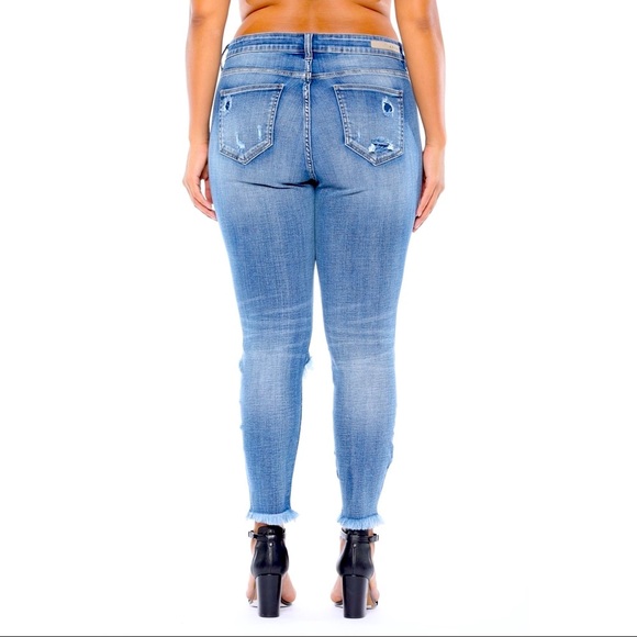 Cello Plus Jeans Mid Rise Distress Crop Skinny - Picture 11 of 14